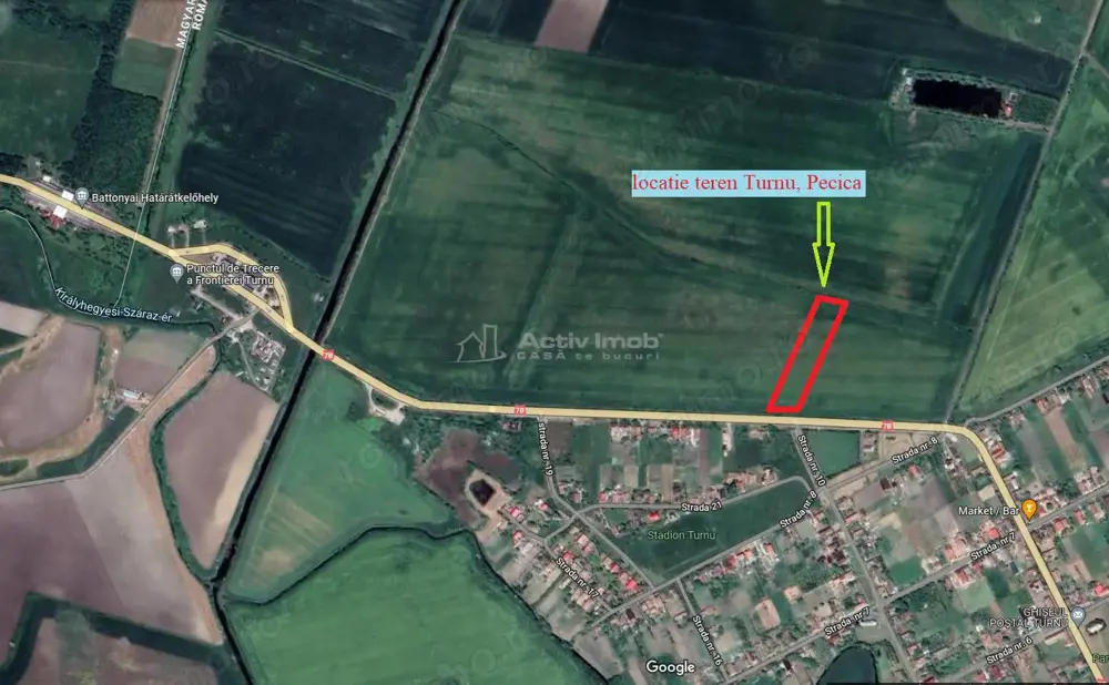122 ari in Turnu, front 60 m la DN 7B, 15 km de Arad, 1 km de vama