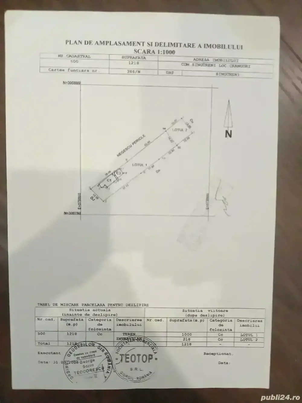 Vanzare teren Cranguri