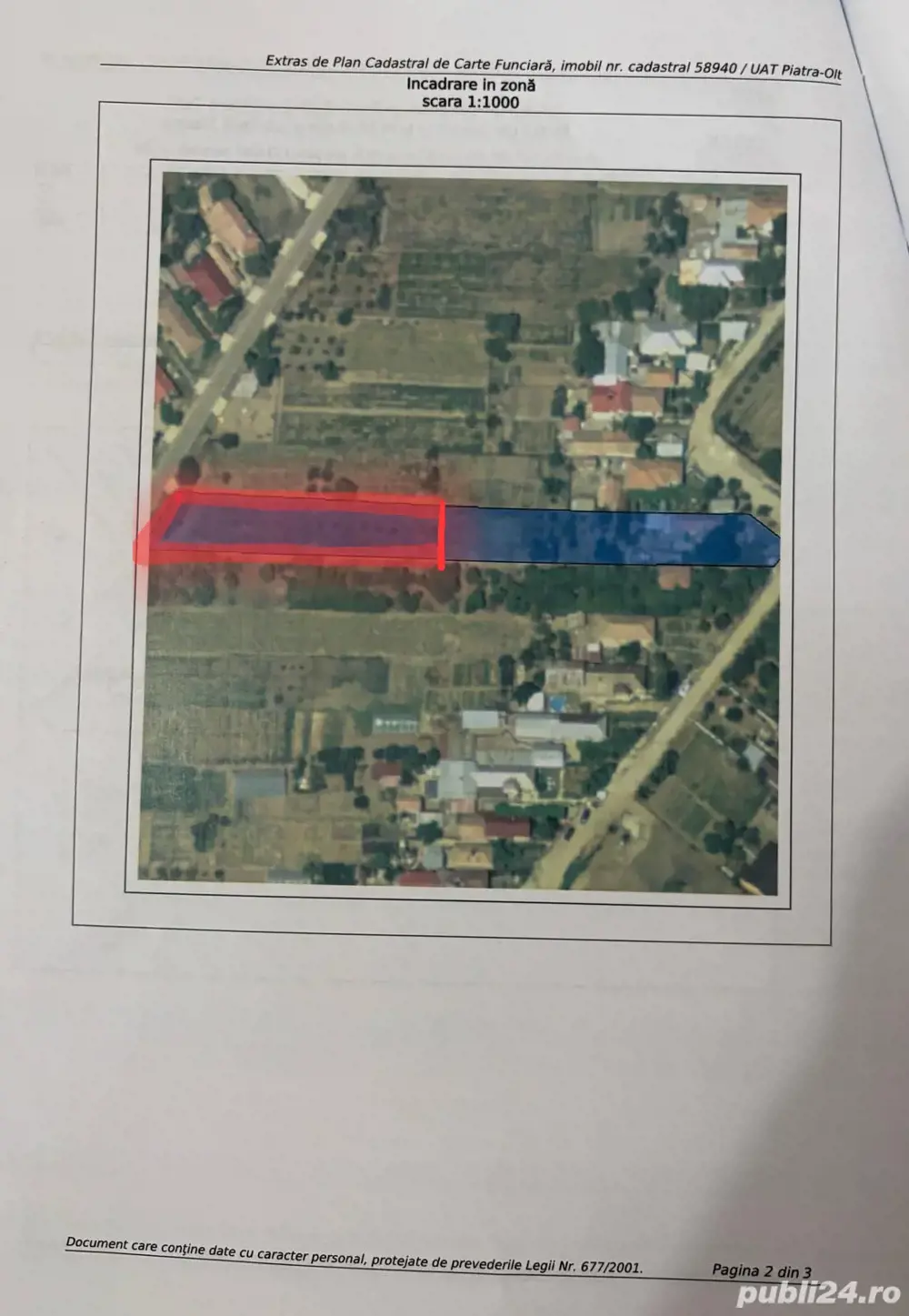 Vand teren intravilan Piatra Olt loc de casa 