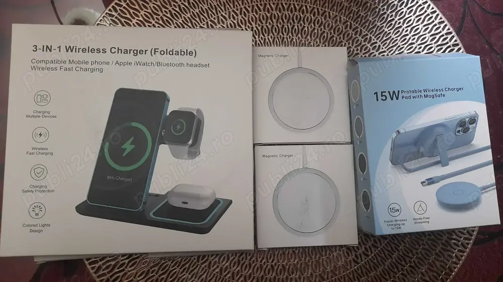 incarcatoare Magsafe 15w pt iPhone , wireless magnetice , noi sigilate universale orice telefon