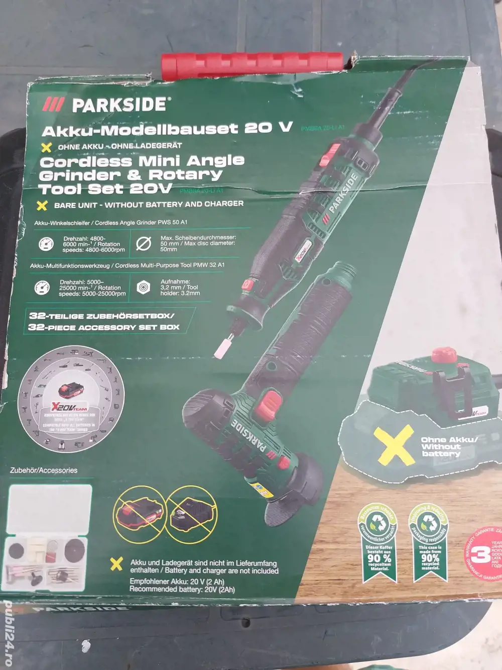 Set mini polizor si freza 20 V