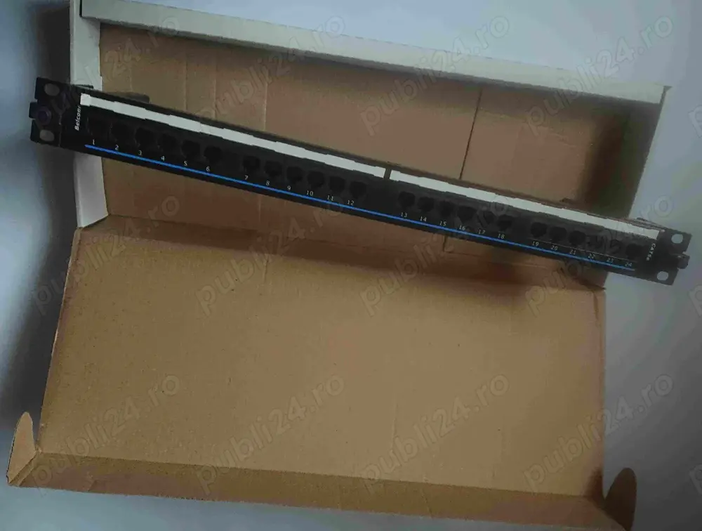 Patch panel 24 porturi, UTP, Cat5e, 1U, rabatabil, Belconn DSMJ5EUS24