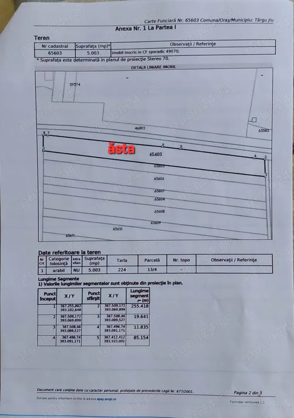 Teren extravilan în Tg-Jiu 5000 mp.