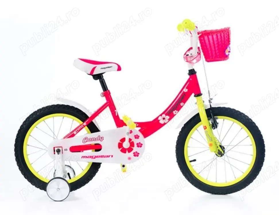 Bicicleta Copii cu Roti Ajutatoare Magellan Candy 16 pink-yellow