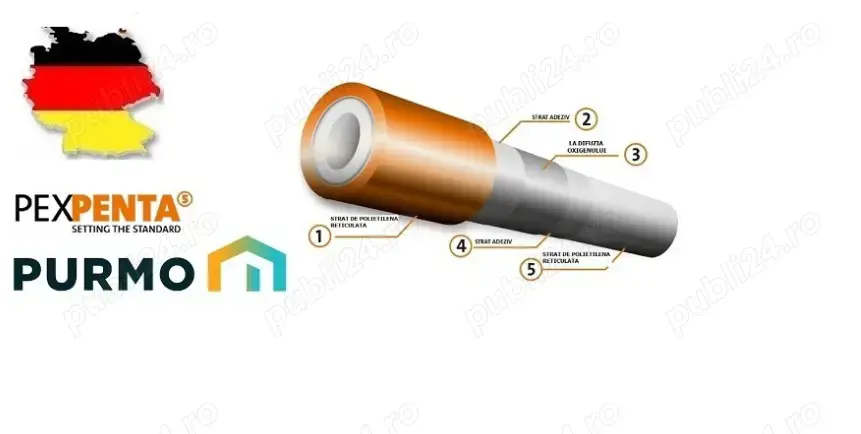 TEAVA PURMO incalzire pardoseala cu bariera oxigen PEX PENTA 16X2 COLAC 84 m