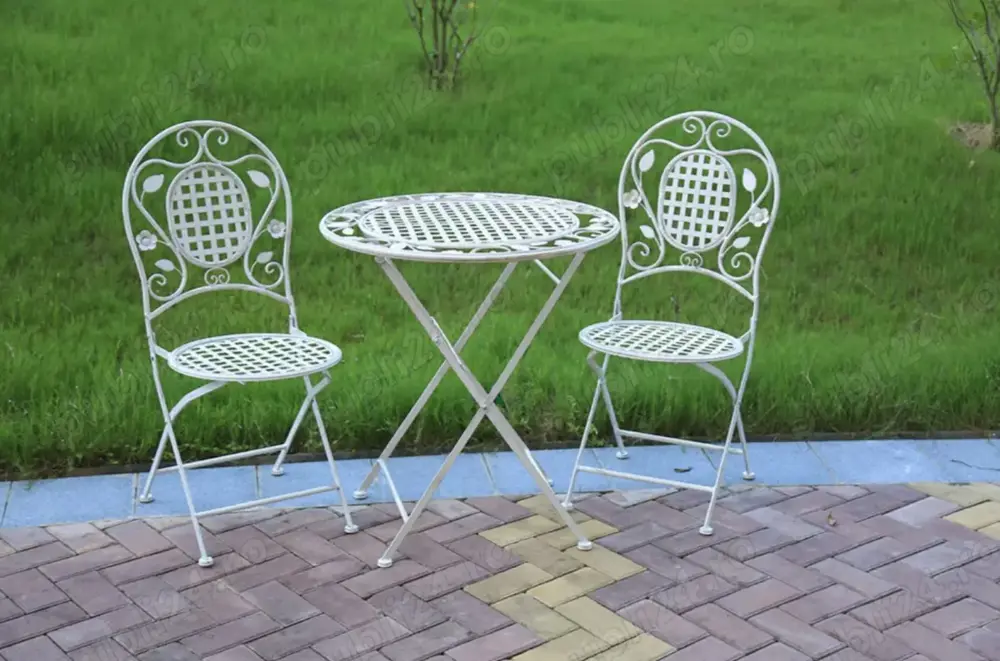 Set mobilier gradina , 3 piese, alb, sigilat