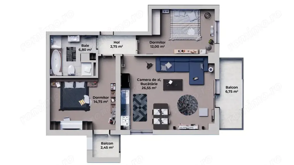Apartament de vanzare, cu 2 camere, 64 mp, zona Ansamblul Vest Residence 