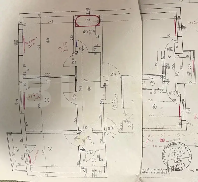 Apartament etajul 1,cu 4 camere 96,37 mp, zona Confecții 