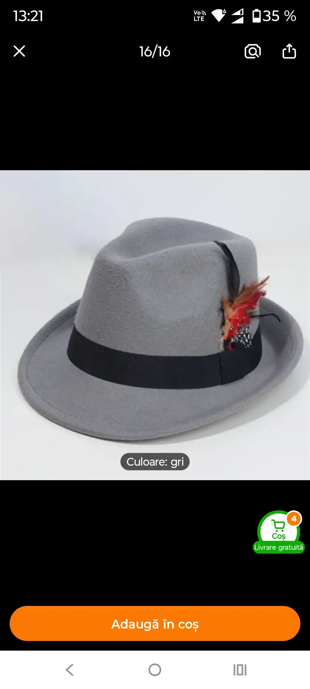 Pălărie Gri Bărbați M 