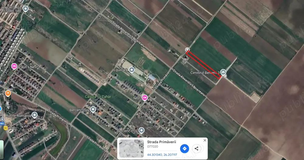 Terenuri de vanzare Berceni Ilfov, str. Primaverii, comision 0