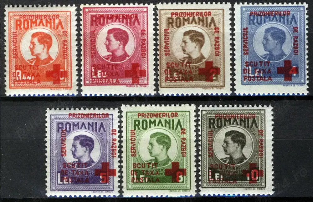 Timbre Romania  1946 Mihai supratipar serie MNH