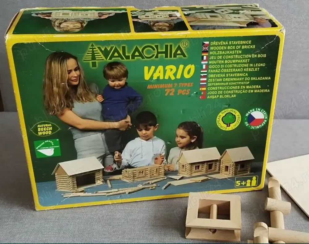 Set copii constructie 72 piese din lemn