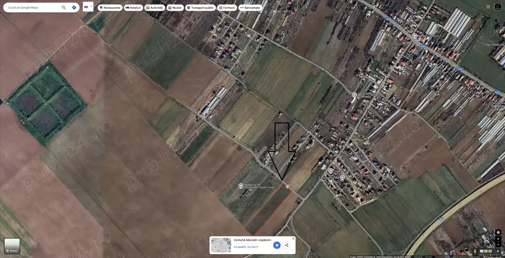 Teren intravilan de vanzare - 10.000 mp,Adunatii-Copaceni, jud Giurgiu