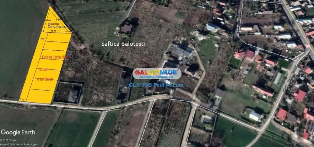 Teren Balotesti Saftica 1250 mp str Lacului cu utilitati apropiere