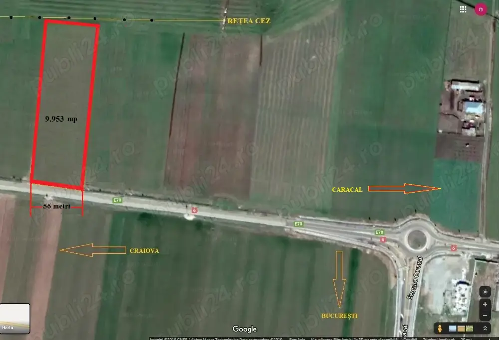 Teren de închiriat - 9.953 m.p.- E70-Centura Caracal