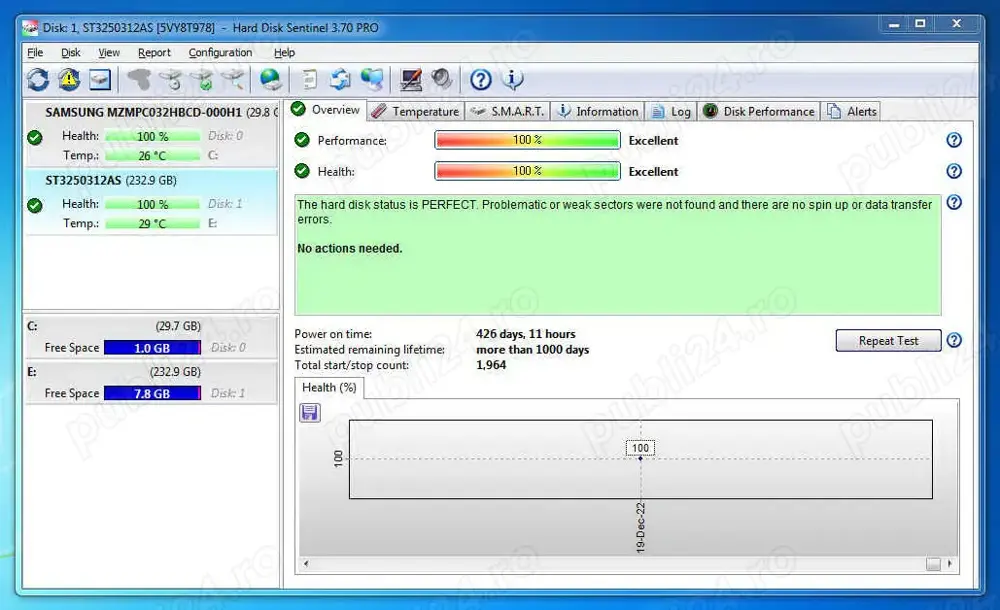 HDD desktop 3.5" seagate 250gb sata3 8mb 7200rpm sentinel 100%