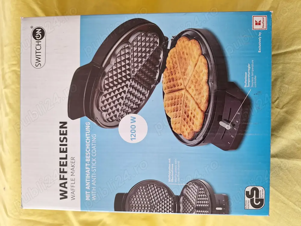 Aparat pentru preparat 5 gofre   vafe, 1200w, Placi antiaderente, Indicator luminos