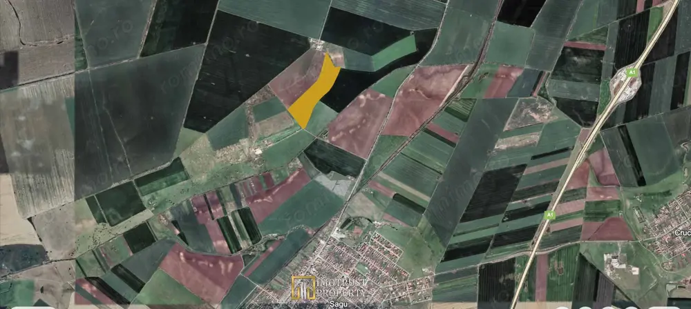 12,28 ha lângă DN69 – teren compact Sagu, 1,14 €/mp