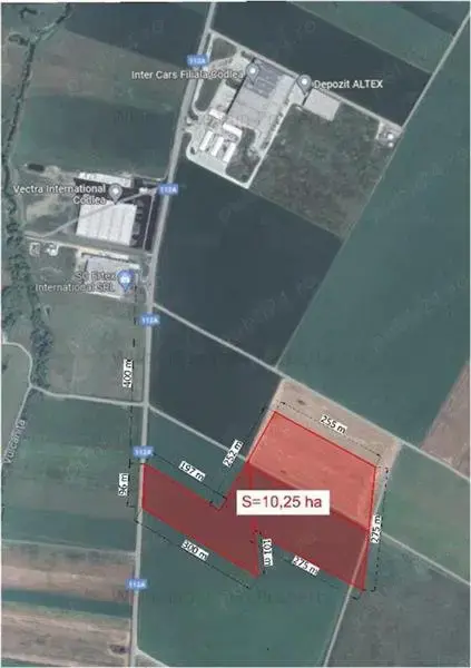 EXCLUSIVITATE-10 ha teren intravilan, curti constructii, front la DJ -COMISION ZERO-!