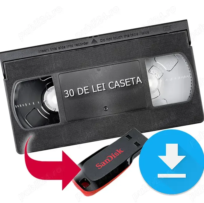 VHS  Transfer casete pe stick 30 lei caseta intreaga  