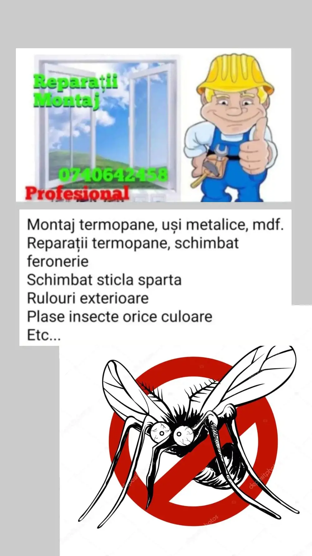 plase țânțari, montaj si reparatii termopane 