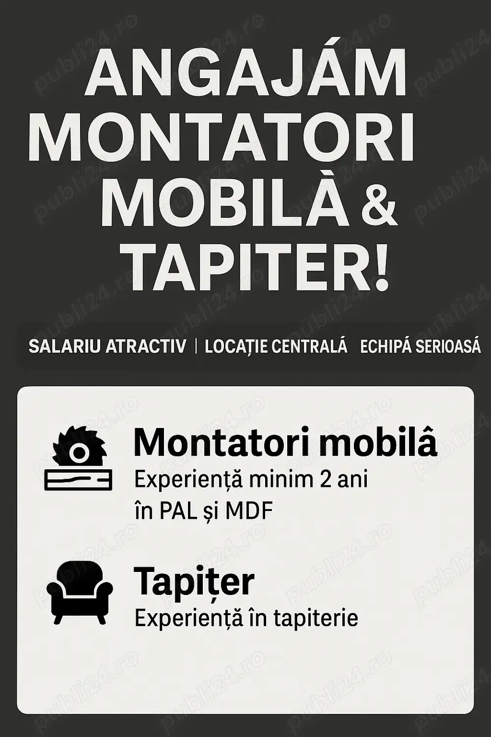 Angajam tamplari mobila si tapiter Angajam tamplari mobila si tapiter