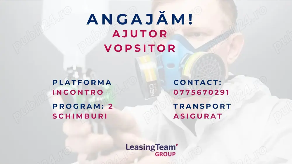 Ajutor de vopsitor- fara experienta (2 schimburi)