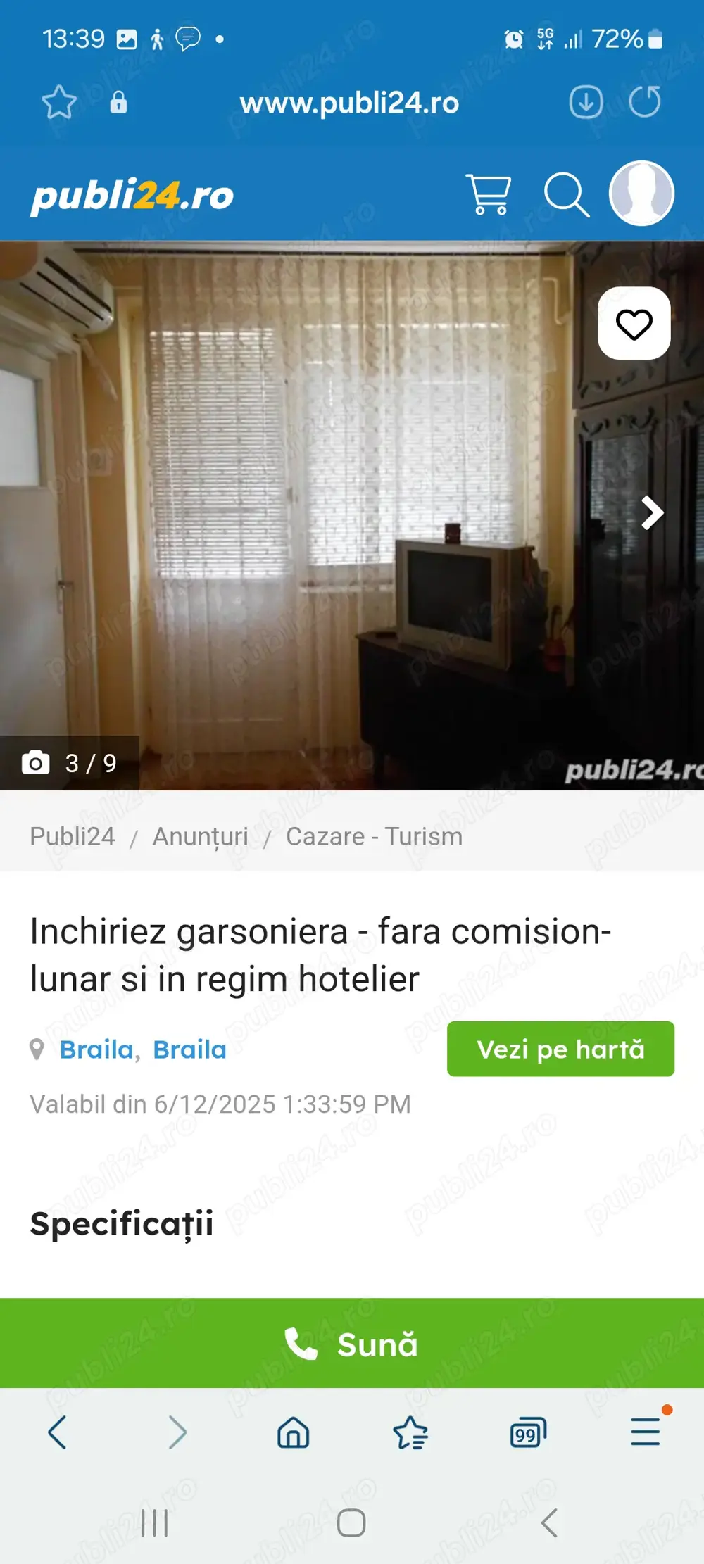 Închiriez GARSONIERA  ultracentral ,,fără comision în regim hotelier și lunar