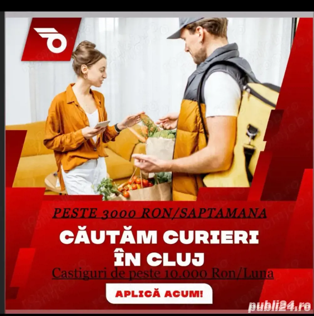 Livrator Bolt Food Wolt Glovo, peste 2500 RON SAPTAMANA