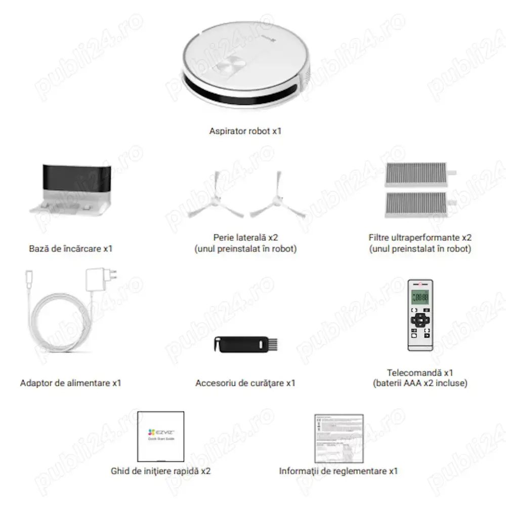 Vand Aspirator robot EZVIZ CS-RC3-TWT2, 0.8l, 24V, autonomie max 190 min, NOU 599 Lei