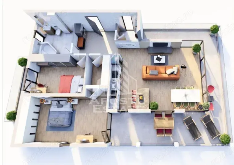 Apartament cu 3 camere, terasa 14 mp, bloc nou, zona Girocului