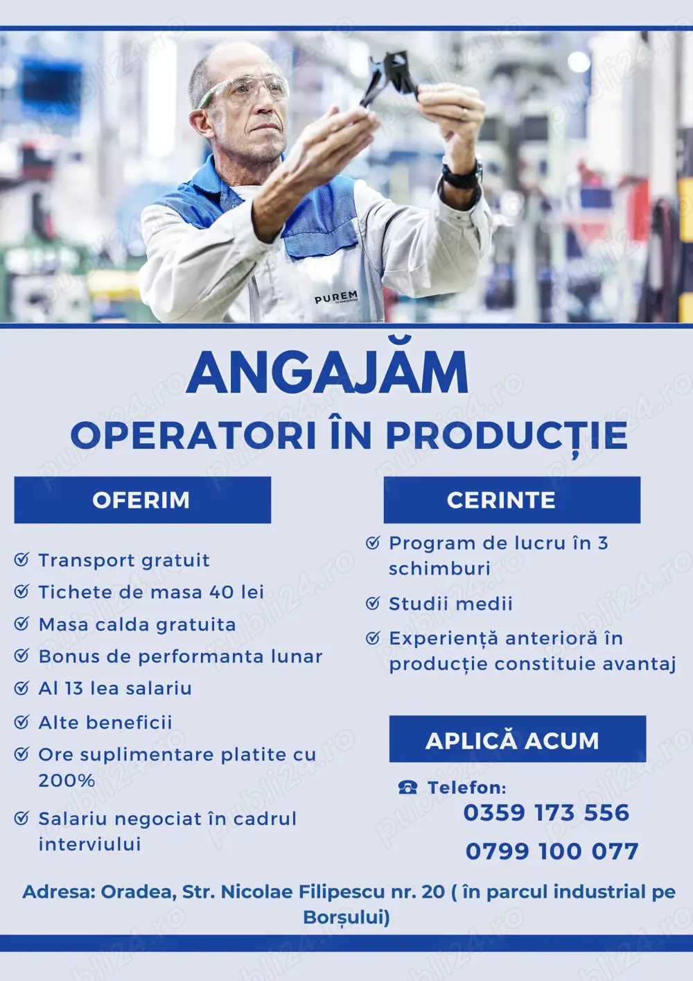 Purem by Eberspächer Oradea Angajează Operatori în Producție!