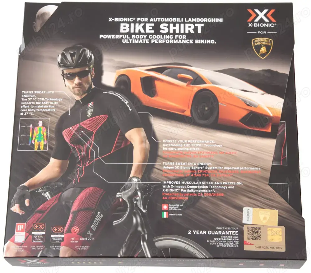 X-Bionic for Automobili Lamborghini Bike Jersey Shirt Size L Black Red