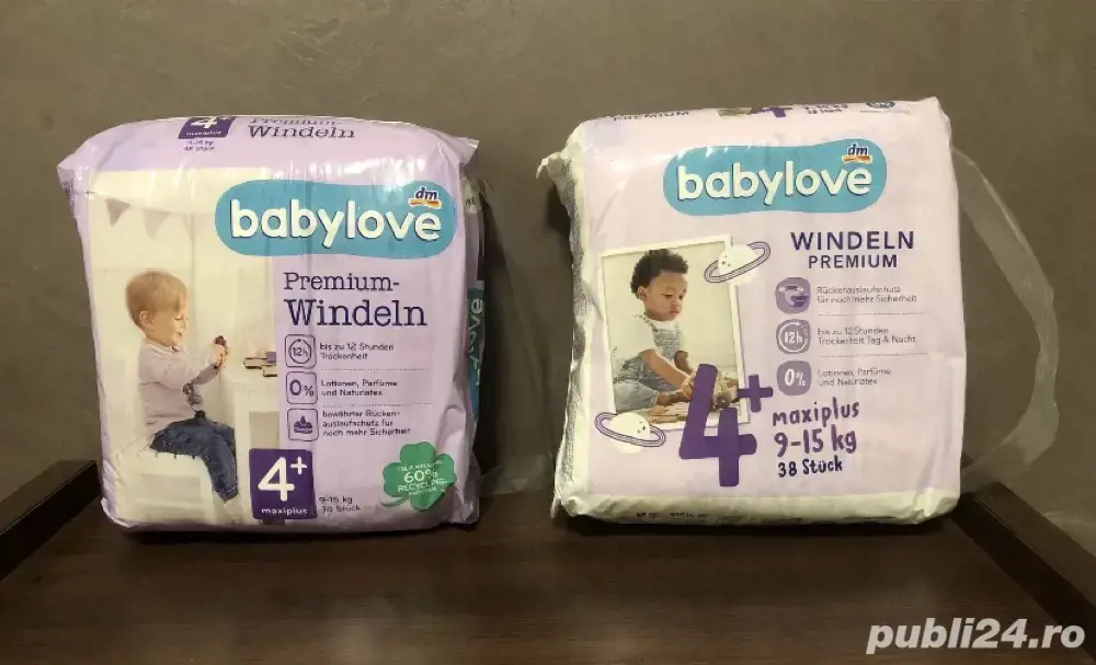 Scutece Babylove premium nr 4+, 9-15 kg, 38 buc (transport 50 50)