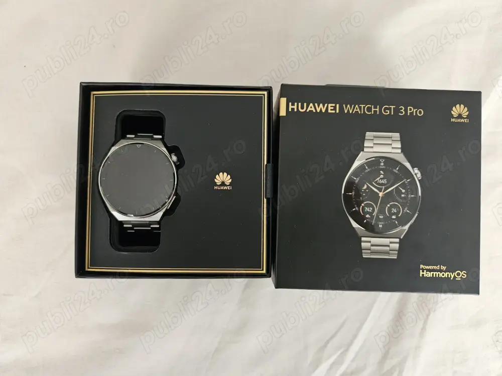 Smartwatch HUAWEI Watch GT 3 Pro Titanium 46mm, Android iOS, Light Titanium Strap în stare f bună ap