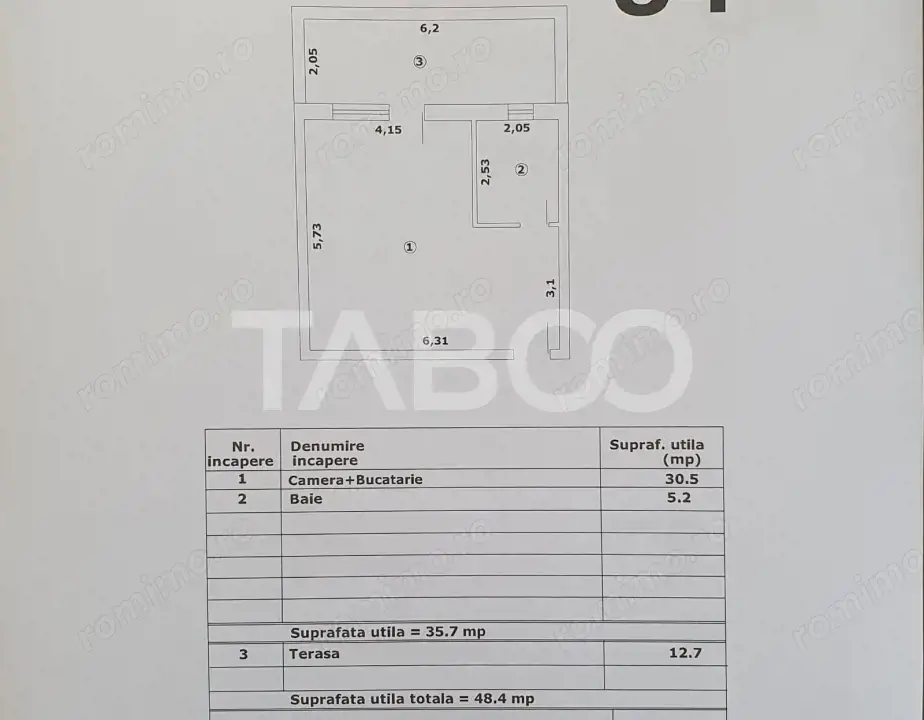 Studio in suprafata de 36 mp + 13 mp terasa nou finisaje premium