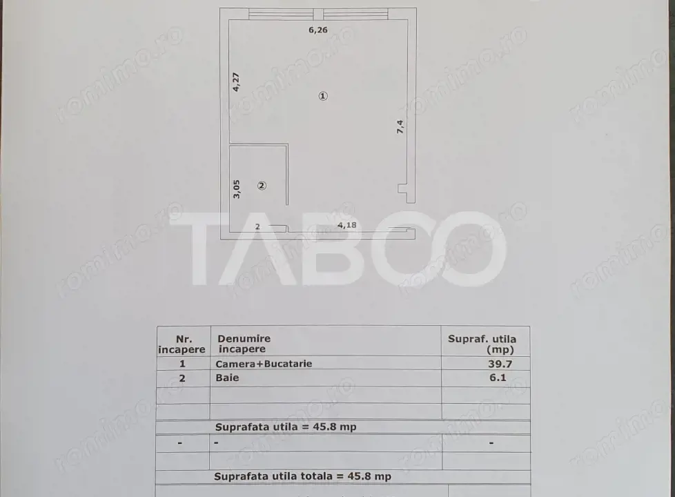 Studio de vanzare 46 mp utili constructie noua 2025