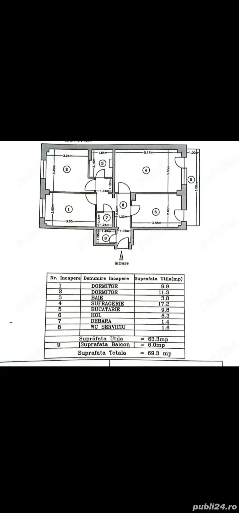 Apartament trei camere, Bascov