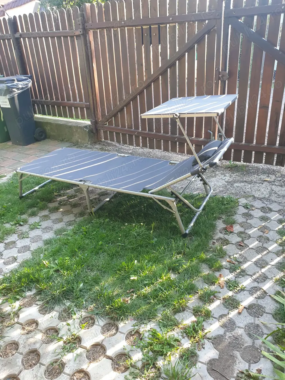 Vand pat pliant aluminiu cu parasolar, nou.