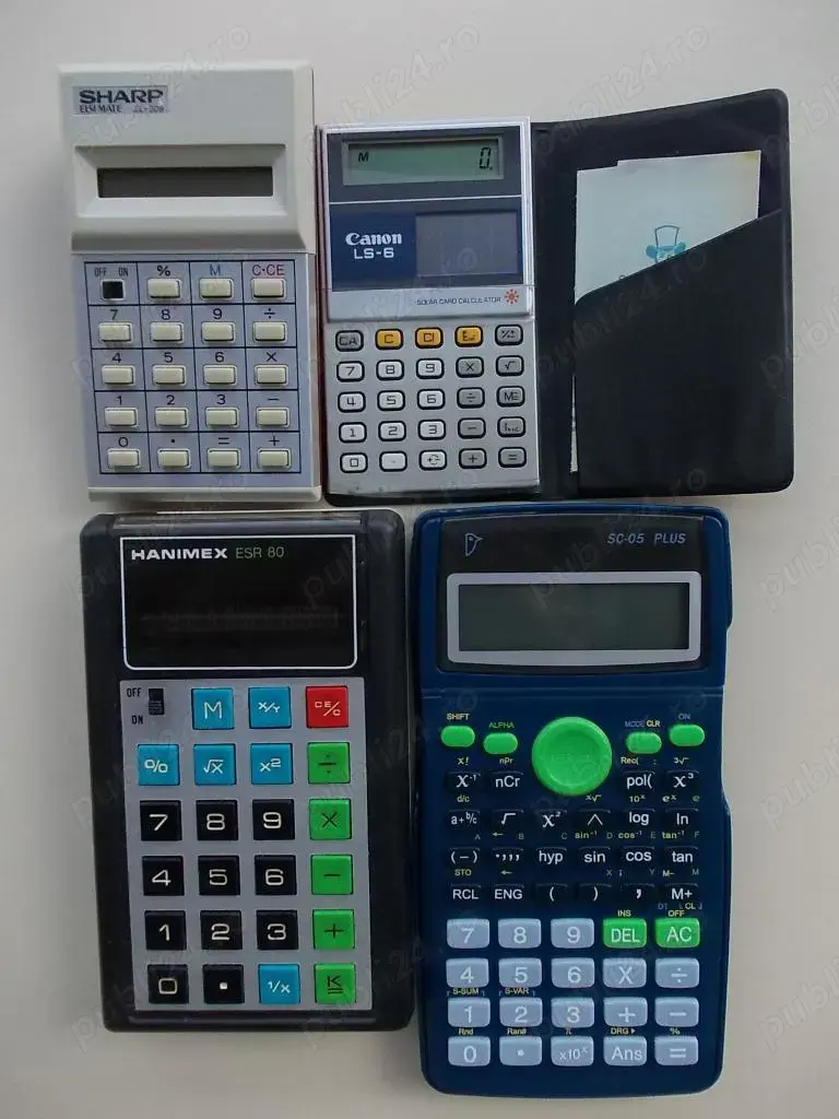 Calculator portabil CANON LS-6,Hanimex esr 80,SHARP EL-208,stiintific SC 05 de buzunar