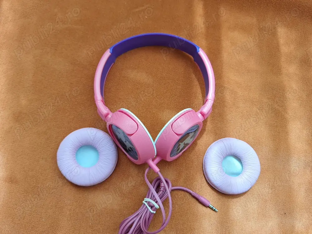 Jucarie - Casti audio - inorog  roz pentru fetite, mufa jack 3,5 mm