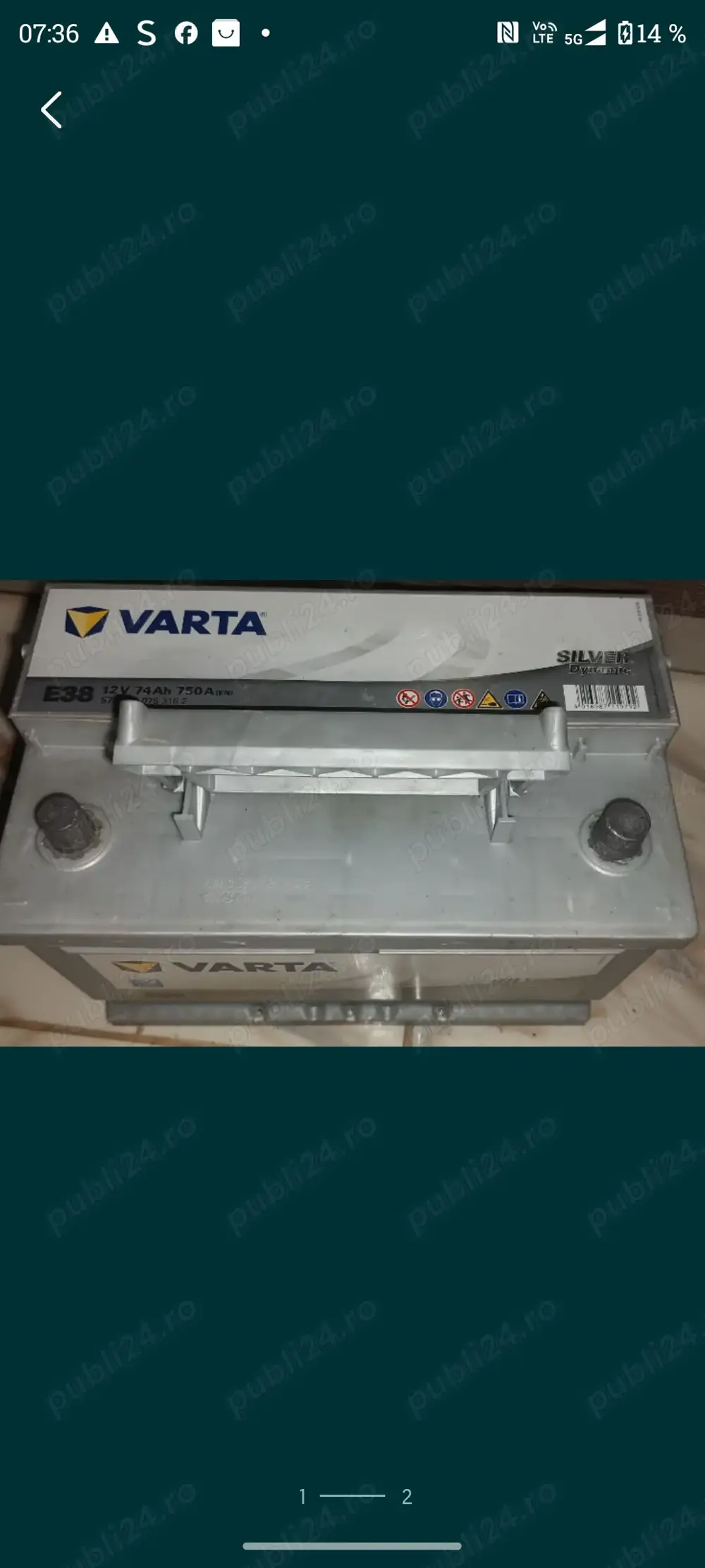 Vând acumulator Varta Silver Dynamic 74Ah, 750A