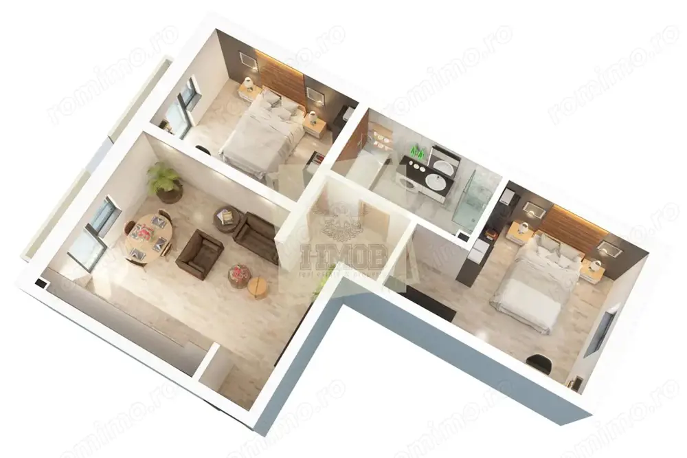 Apartament la alb cu 3 camere balcon pe Doamna Stanca