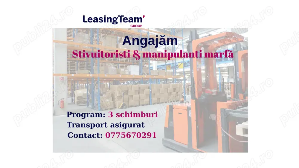 Angajăm stivuitoriști și manipulanți marfă- 3 schimburi
