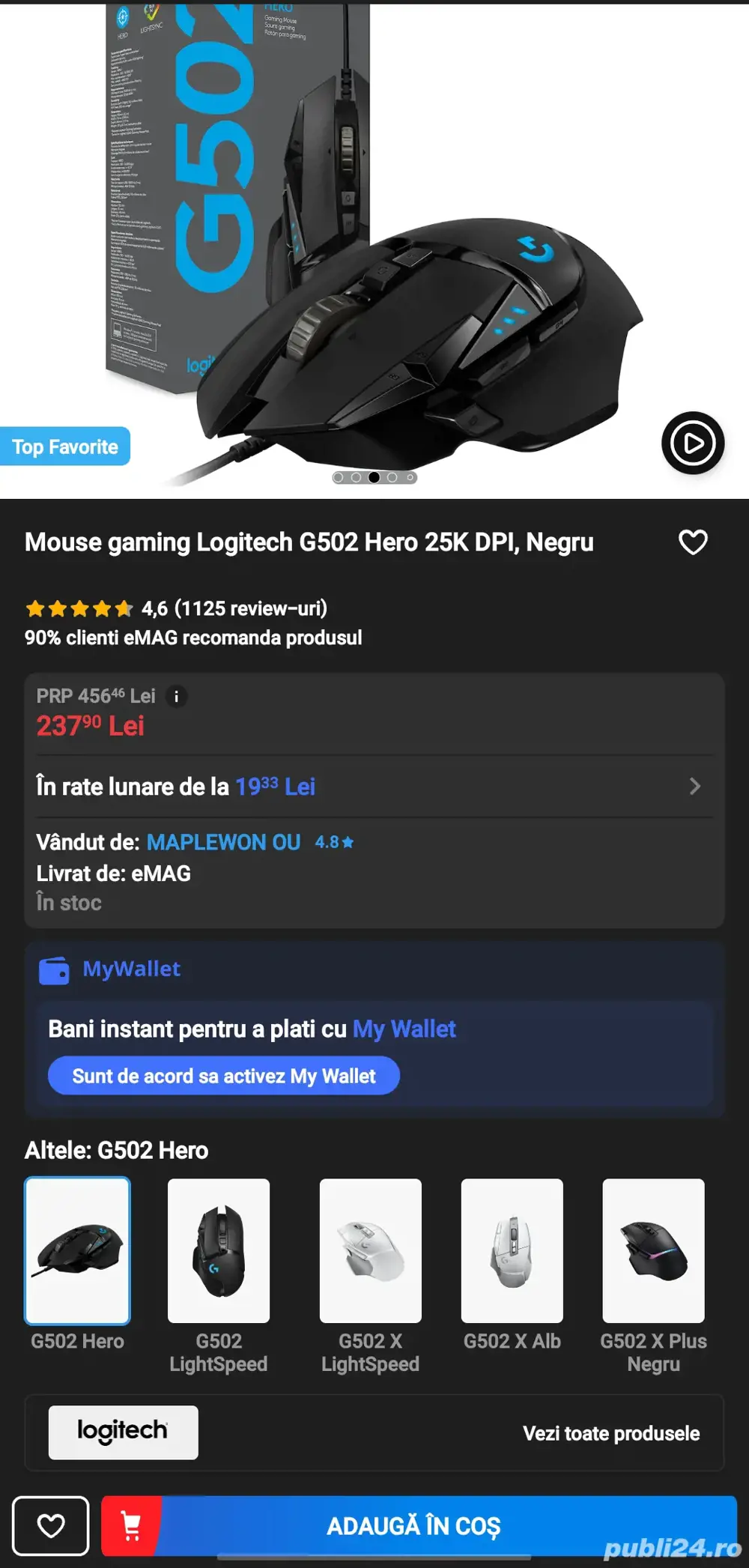 Mouse Logitech G502 Hero 