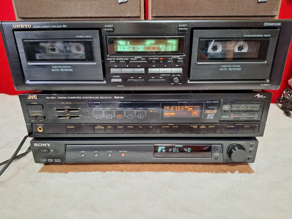 Statie JVC RX 250 Sony STR-SL5 deck Onkyo TA-RW211 boxe Tellefunken