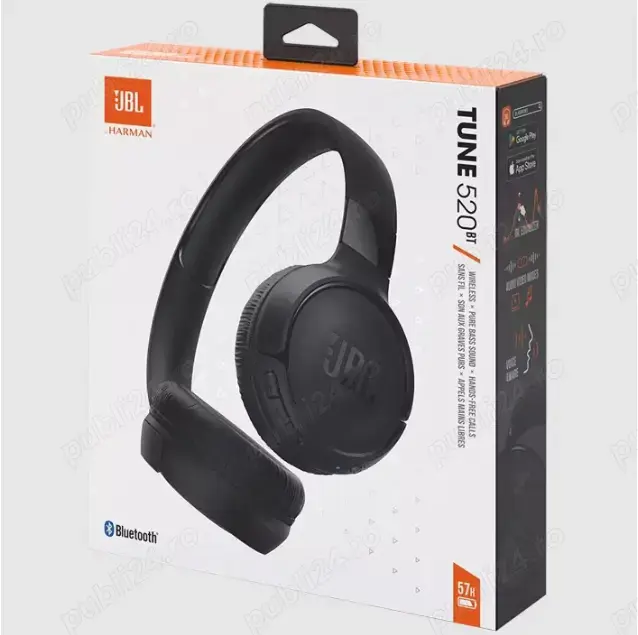 Sigilat Casti wireless on-ear JBL Tune 520BT Negru Albastru ideal cadou