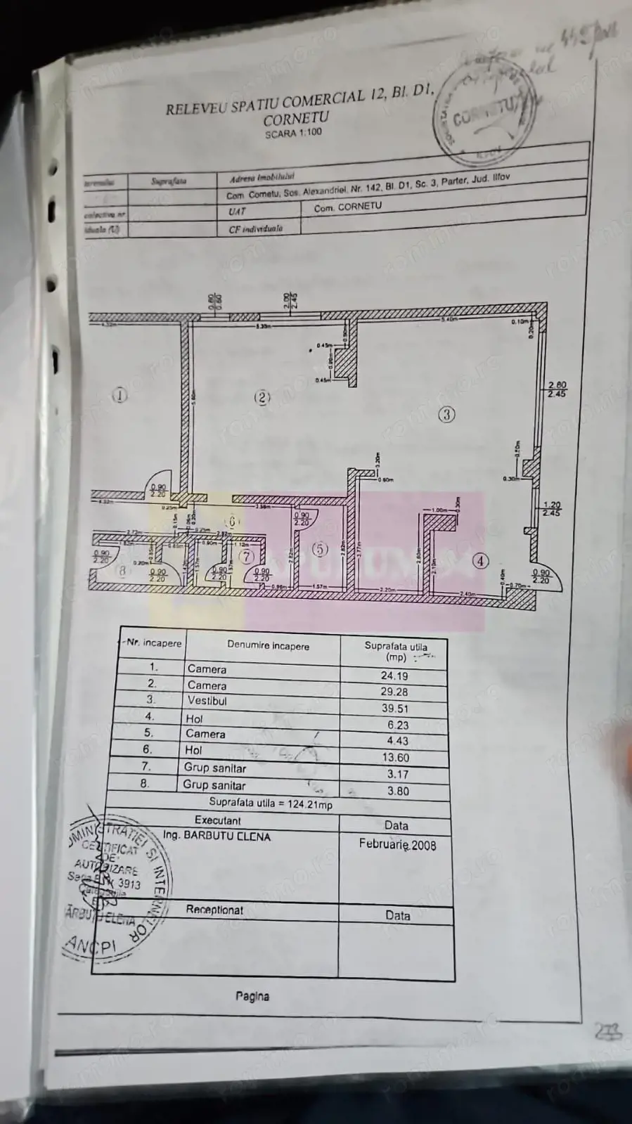 CORNETU (IF) - SPATIU DE VANZARE 124 MP