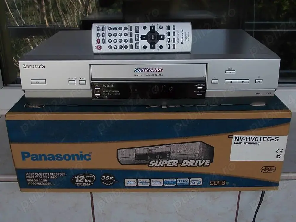 Video PANASONIC nv-hv61 recorder,6 head S-VHS SQPB,Hi-Fi,telecomanda,nou in cutia originala