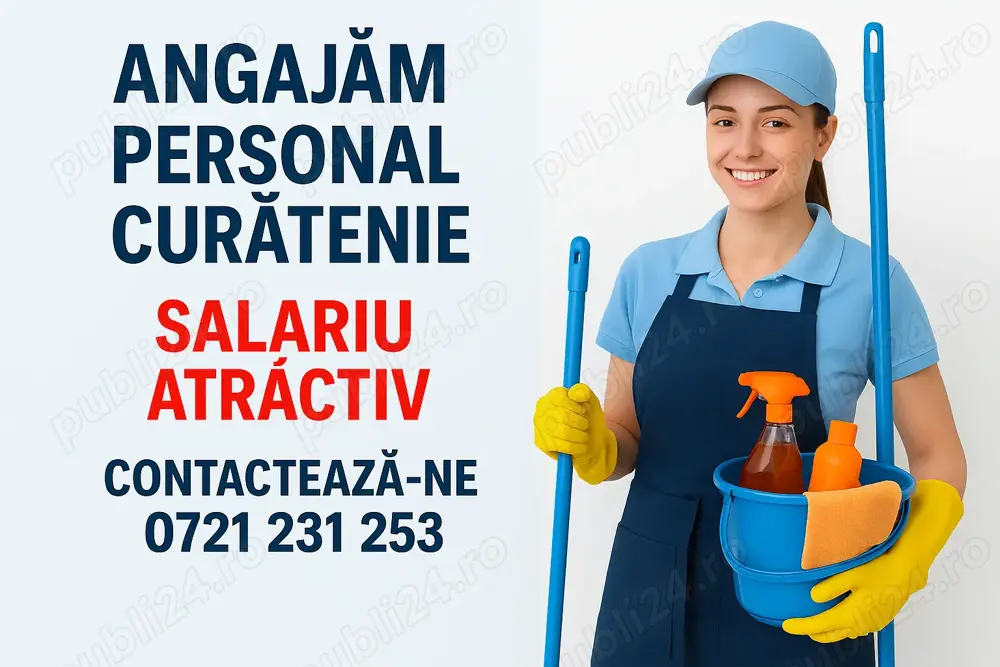 Angajăm Personal Curățenie   Program Full Time, Weekenduri Libere